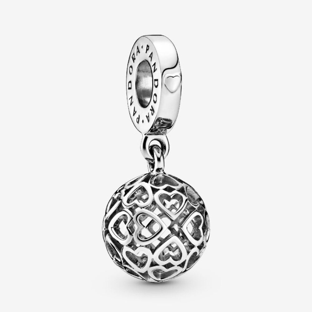 Authentic Pandora Harmonious Hearts RETIRED Silver Dangle Charm - MINT CONDITION